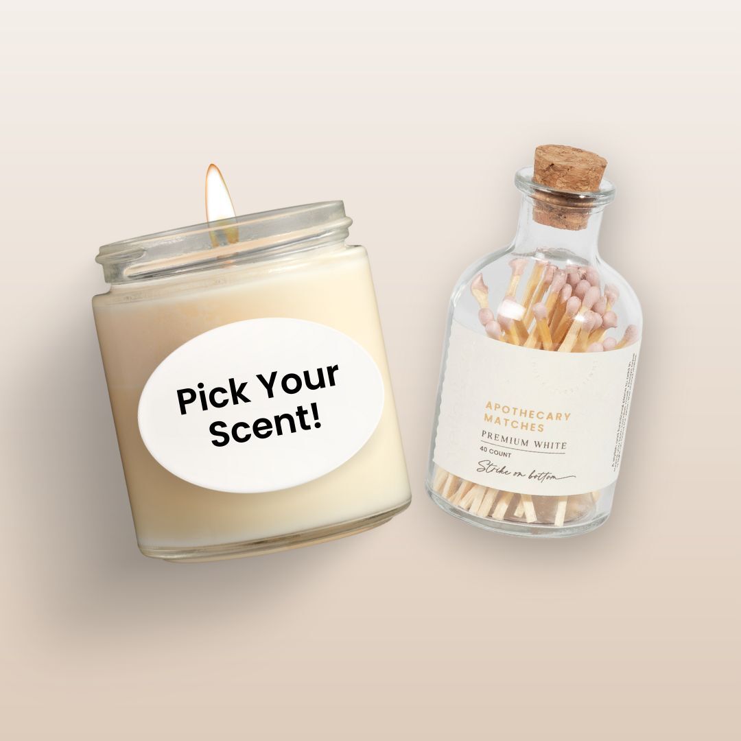 The Perfect Match Bundle | Pick Your Scent 8 oz Candle + Apothecary Match Jar